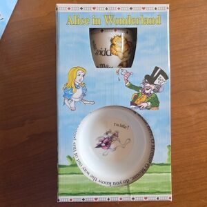 NEW Alice In Wonderland Child's Double Handled Cup Bowl Dishes Paul Cardew Cafe